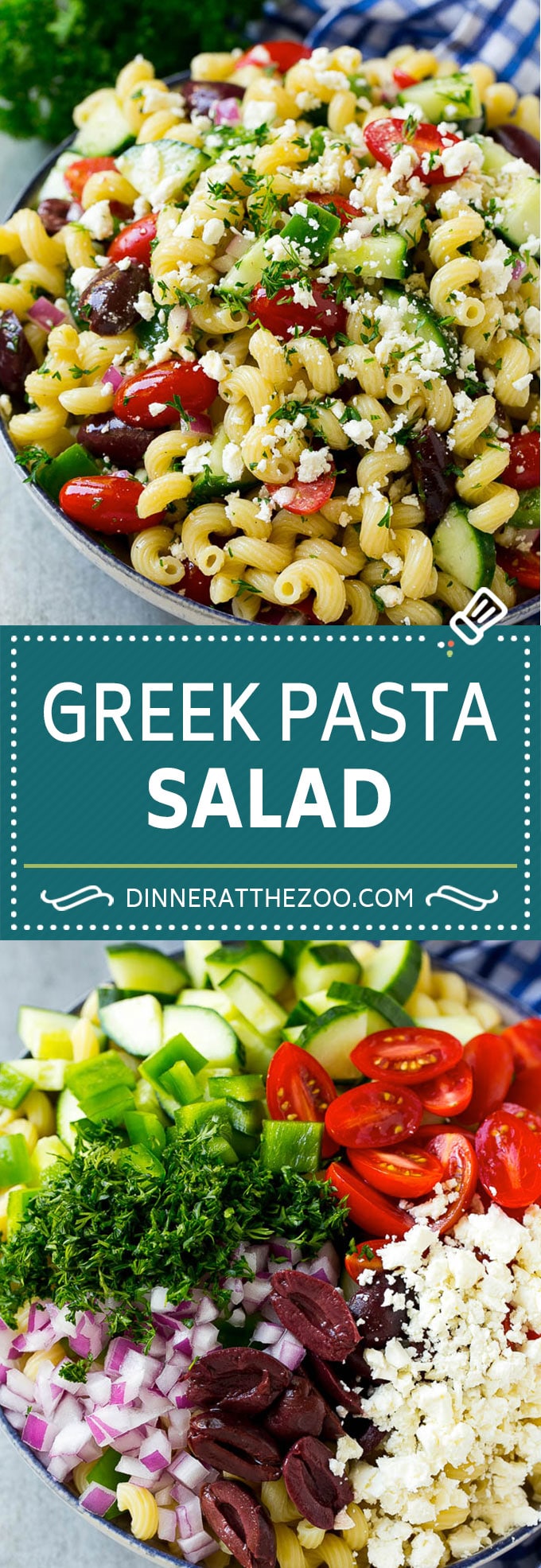 Ensalada de pasta griega |  Ensalada de pasta fácil |  Ensalada de pasta con verduras #pasta #ensalada # griega #con pepino #tomate #vegetariano #comedor #dinneratthezoo