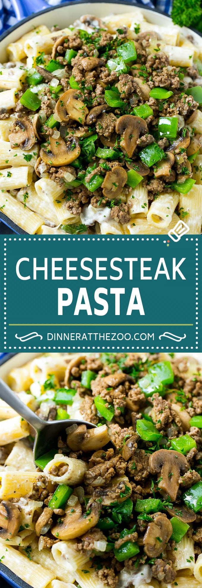 Pasta Philly Cheesesteak |  Pasta de carne molida |  Pasta cremosa #phillycheesesteak #beef #pasta #peppers #mushrooms #dinner #dinneratthezoo