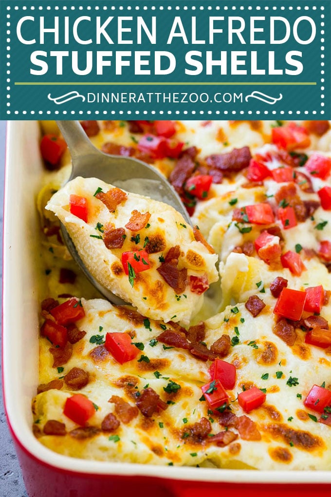 Receta Con Cáscara Rellena De Pollo Alfredo |  Conchas rellenas |  Conchas De Pollo Rellenas |  Pasta al horno # conchas rellenas #alfredo # pollo # pasta # paquete # cena #dinneratthezoo