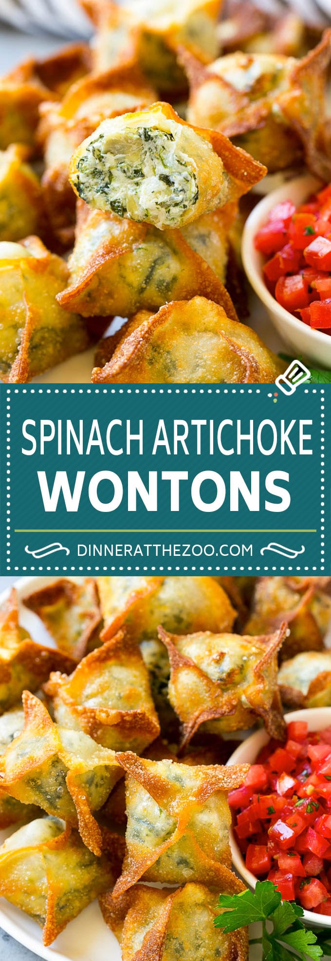 Receta Wontons De Espinacas Y Alcachofas |  Albóndigas fritas |  Aperitivo Wonton #wontons #appetizer #snack #artichoke #spinach #dinneratthezoo