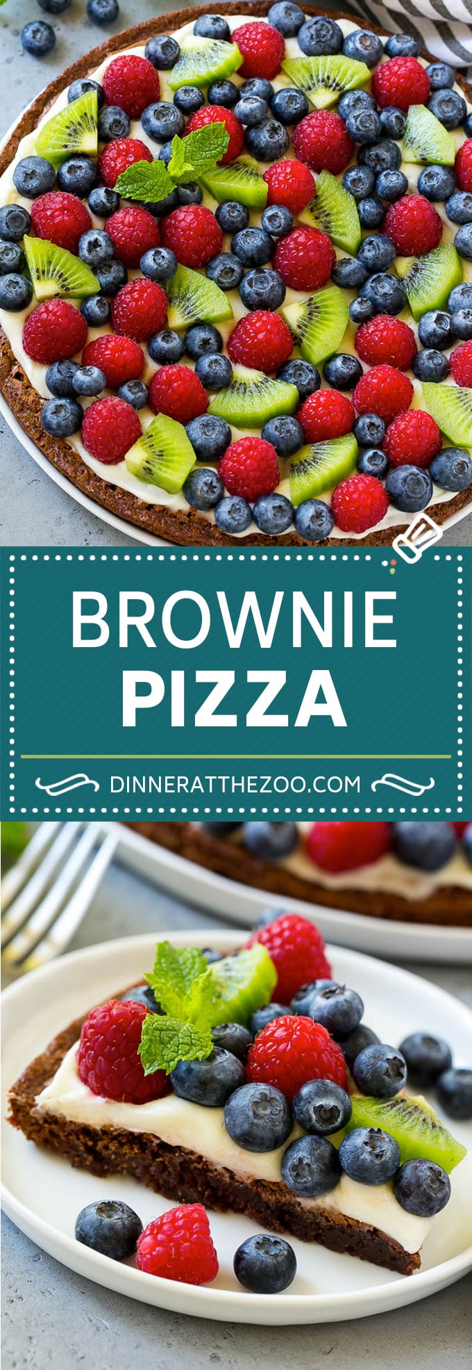 Receta de pizza de brownie |  Pizza de frutas |  Postre Pizza #brownie #pizza #chocolate #fruta #postre #dinneratthezoo