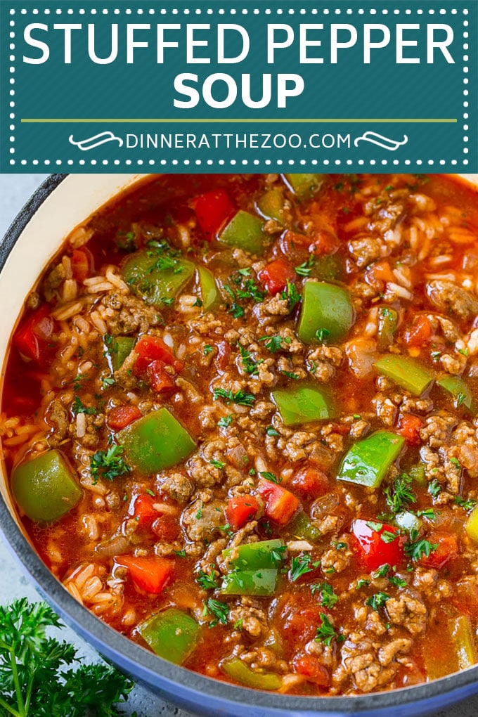 Receta de sopa de pimiento rellena |  Sopa de carne y arroz |  Pimientos rellenos #pimientos #sopa # pico #arroz # cena #dinneratthezoo