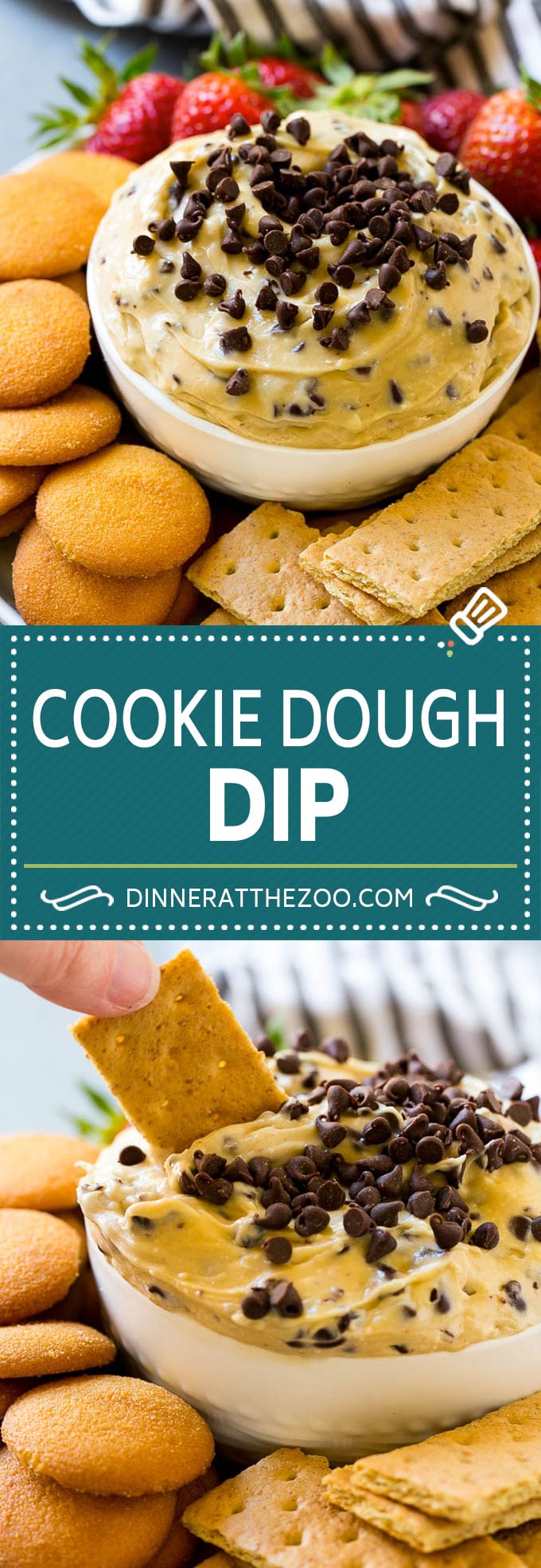 Receta de masa para galletas |  Masa de galleta comestible |  Dip de galleta con chispas de chocolate #cookies #dip #cookiedough #postre #snack #dinneratthezoo