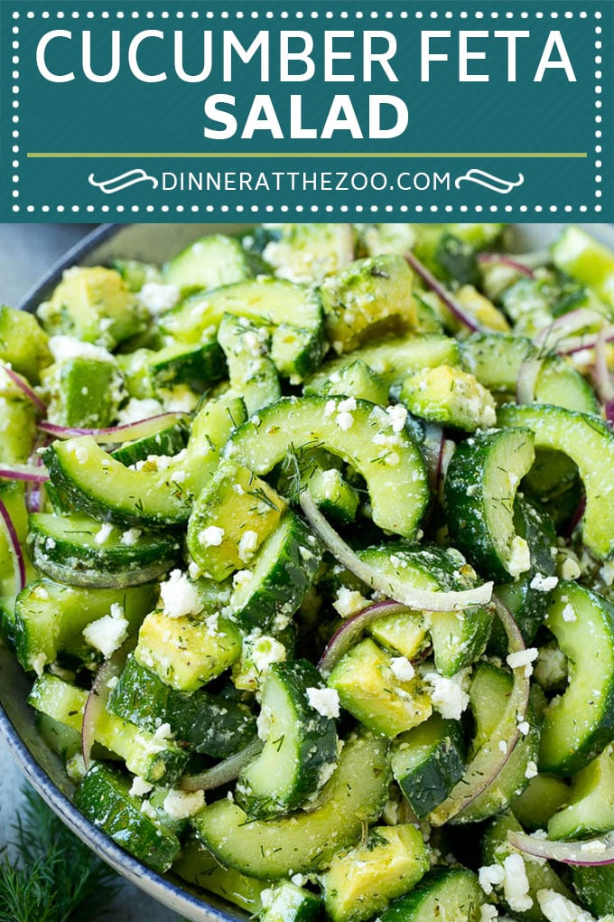Receta de ensalada de pepino y queso feta |  Ensalada de pepino |  Ensalada de queso feta |  Ensalada de verano #ensalada # pepino #dinneratthezoo