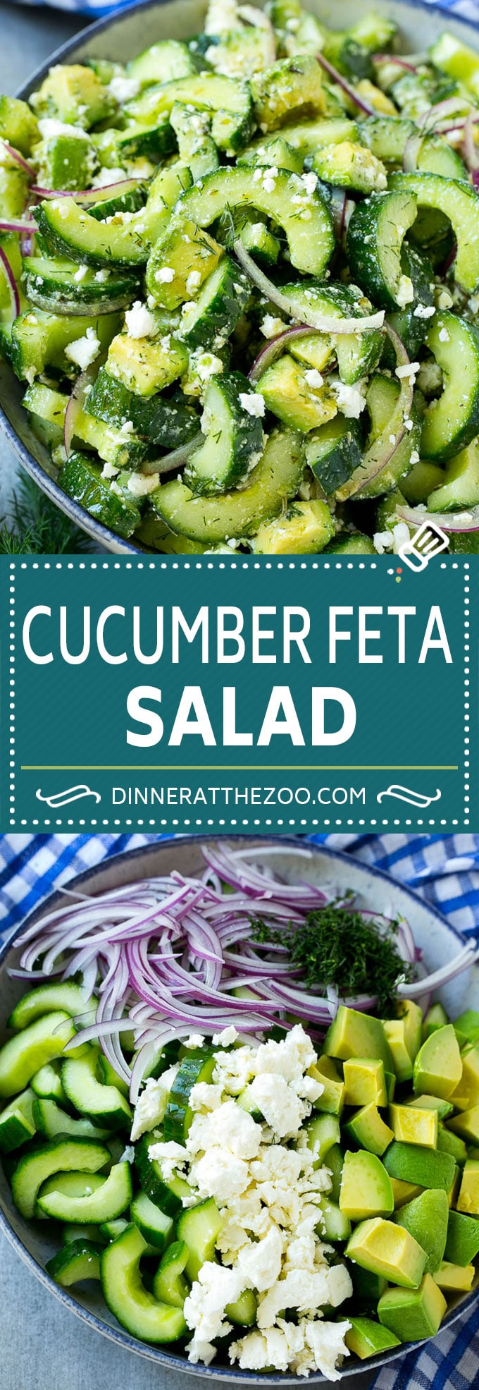 Receta de ensalada de pepino y queso feta |  Ensalada de pepino |  Ensalada de queso feta |  Ensalada de verano #ensalada # pepino #dinneratthezoo