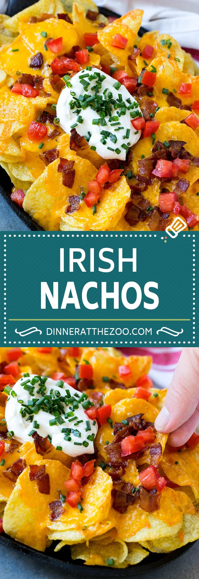Receta de nachos irlandeses |  Nachos de patata |  Receta de papas fritas |  Receta de aperitivo #nachos # patatas # queso # tocino #aperitivo #dinneratthezoo