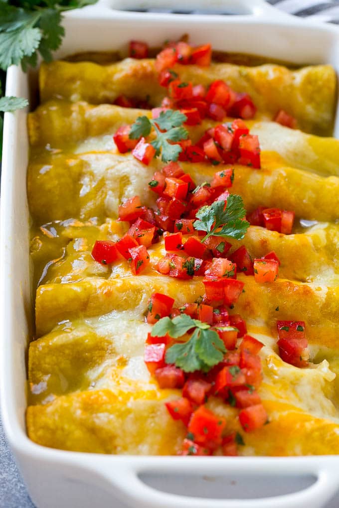 Enchiladas de pollo con chile verde
