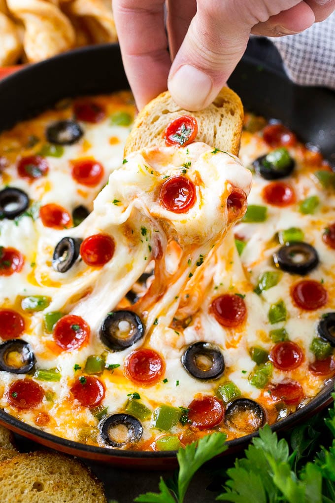 Dip de pizza con pimientos