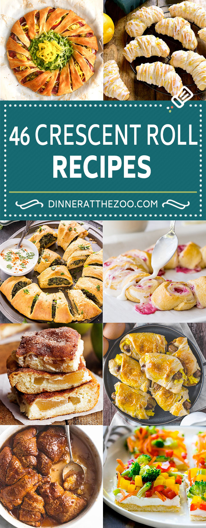 Recetas de croissant roll |  Aperitivos Crescent Roll |  Postre de croissant enrollado |  Comida de luna creciente #crescentrolls #appetizer #dinneratthezoo
