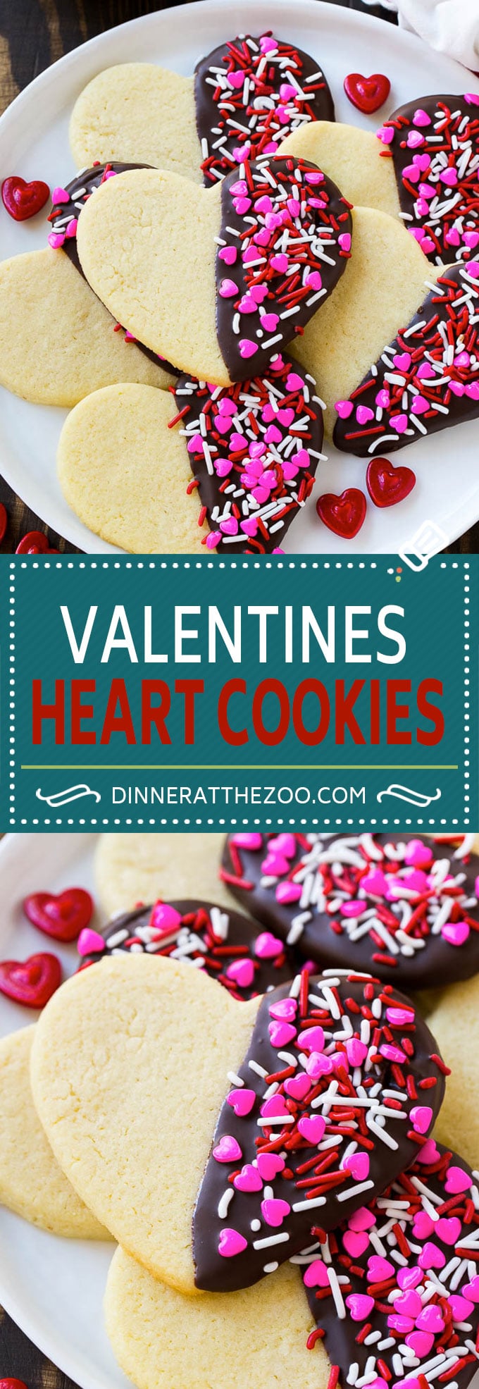 Receta de galletas de corazón |  Galletas de azúcar de corazón |  Galletas de San Valentín |  Galletas de azúcar en forma de corazón |  Postre de San Valentín #corazones #cookies #sugarcookies #valentinesday #sprinkles #dessert #dinneratthezoo