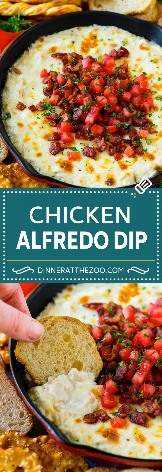 Receta de salsa Alfredo de pollo |  Salsa de pollo |  Salsa de queso #dip #aperitivo #pollo #queso #dinneratthezoo