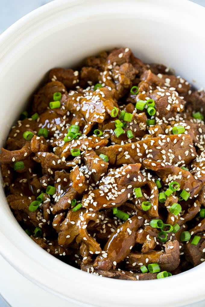 Carne de res coreana en olla de cocción lenta