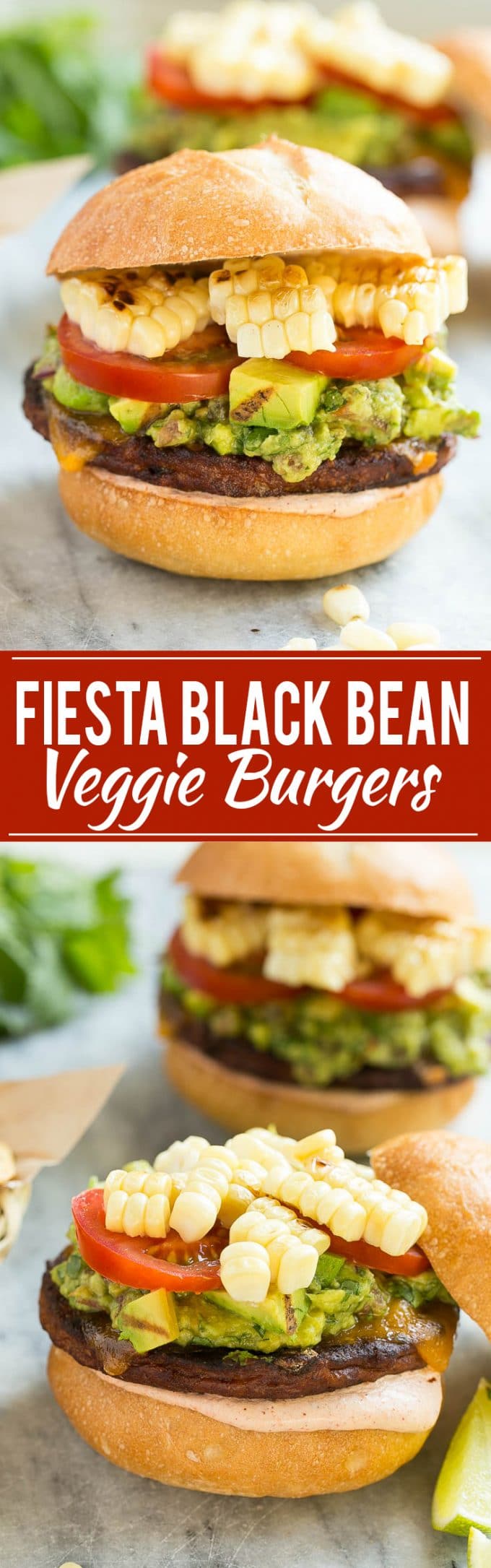 Fiesta vegetariana de hamburguesa de frijoles negros |  Mejor hamburguesa vegetariana de frijoles negros |  Hamburguesa vegetariana mexicana |  Fiesta hamburguesa vegetariana |  Hamburguesa vegetariana con maíz a la parrilla y guacamole