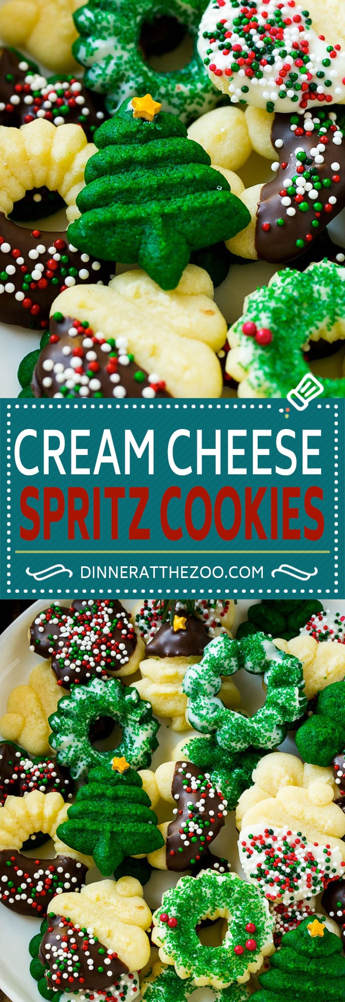 Receta de galletas de queso crema Spritz |  Galletas de mantequilla Spritz |  Las mejores galletas Spritz |  Galletas de vacaciones |  Galletas de Navidad #Galletas #Navidad # hornear #vacaciones #postre #dinneratthezoo