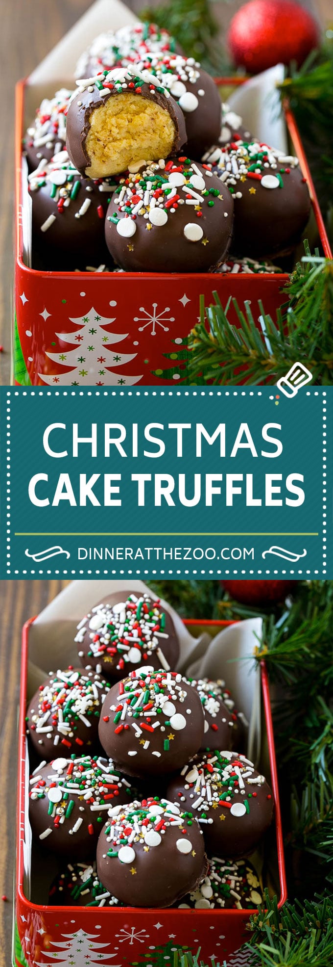 Receta de pastel de Navidad con trufas |  Pastel de trufa |  Bolas de pastel |  Bocaditos de pastel # pastel # navidad # espolvorear # hornear #dinneratthezoo