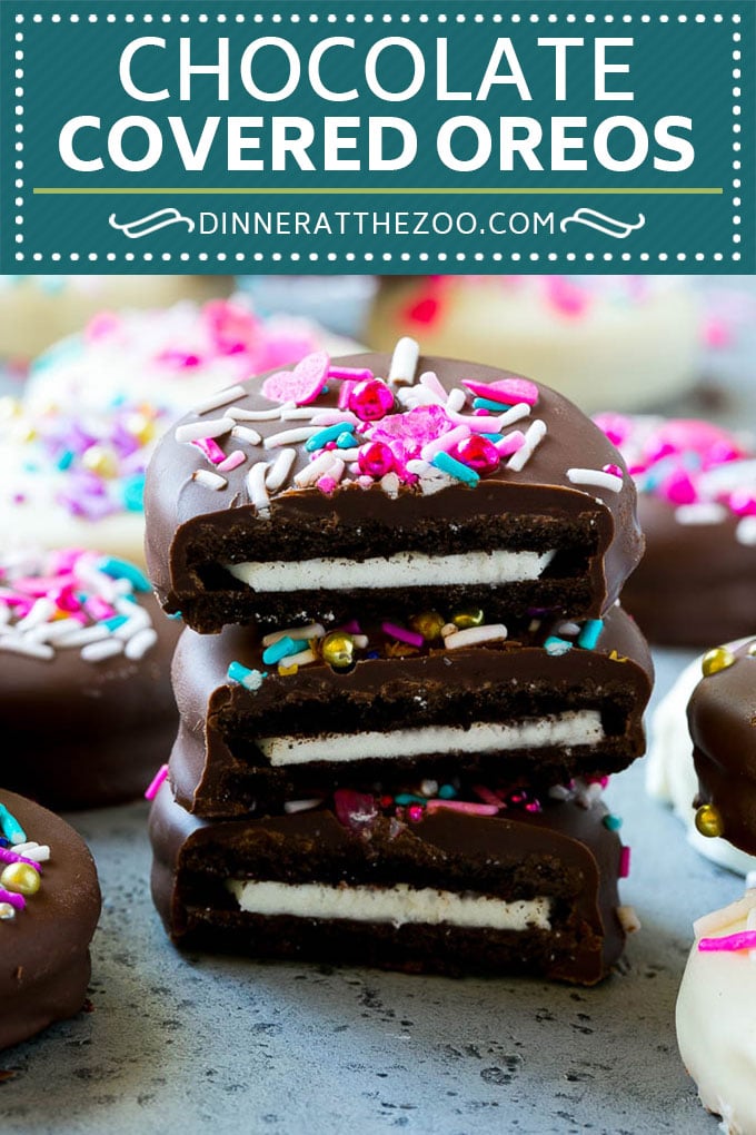 Receta de Oreo cubierta de chocolate |  Galletas Oreo |  Chocolate Oreo #oreo #cookies #chocolate #prinkles #dessert #dinneratthezoo