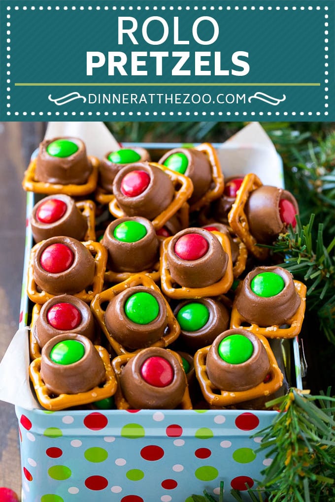 Receta de pretzel Rolo |  Galletas saladas con chocolate |  Pretzels con caramelo |  Dulces navideños # Navidad # repostería #postre # dulces # chocolate #caramelo # pretzels #dinneratthezoo
