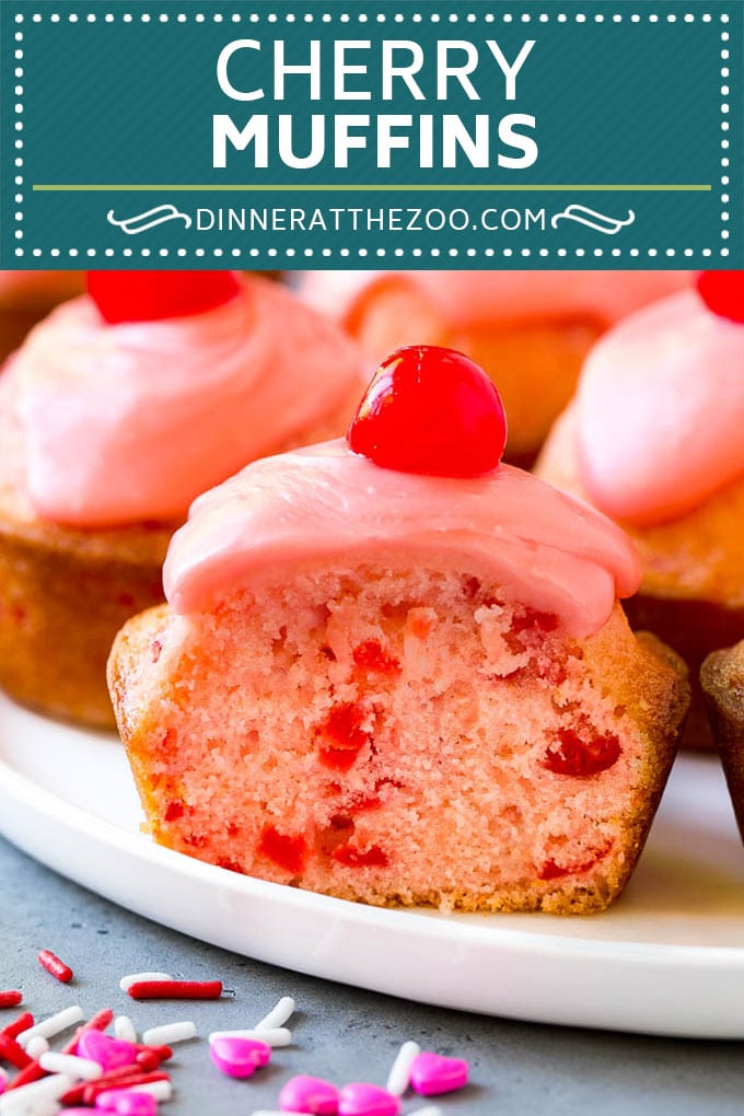 Receta de muffin de cereza |  Muffin de cereza al marrasquino #cerezas #cerería #muffin # hornear #postre #dulces #dinneratthezoo