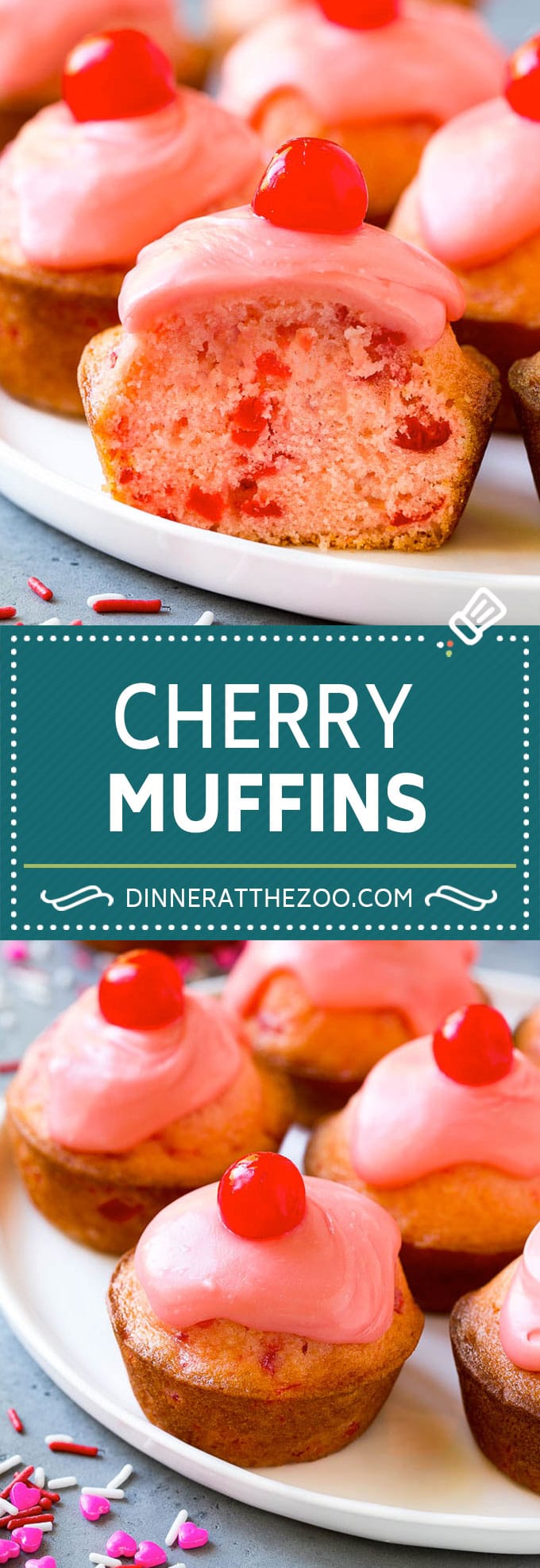 Receta de muffin de cereza |  Muffin de cereza al marrasquino #cerezas #cerería #muffin # hornear #postre #dulces #dinneratthezoo