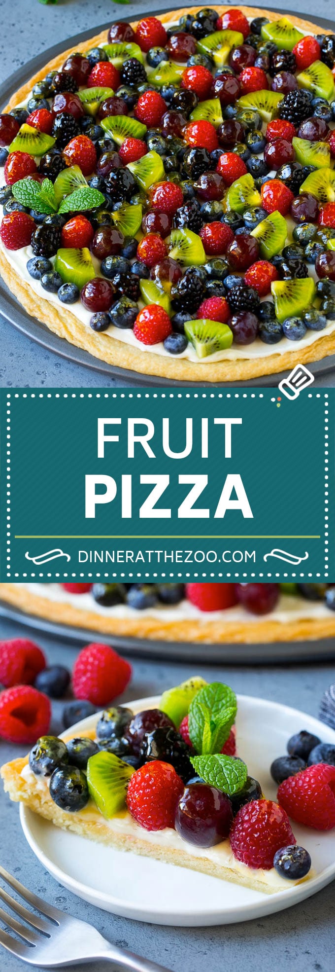 Receta de pizza de frutas |  Pizza de postre |  Postre de frutas # galleta #fruta #pizza #postre #dolci #dinneratthezoo