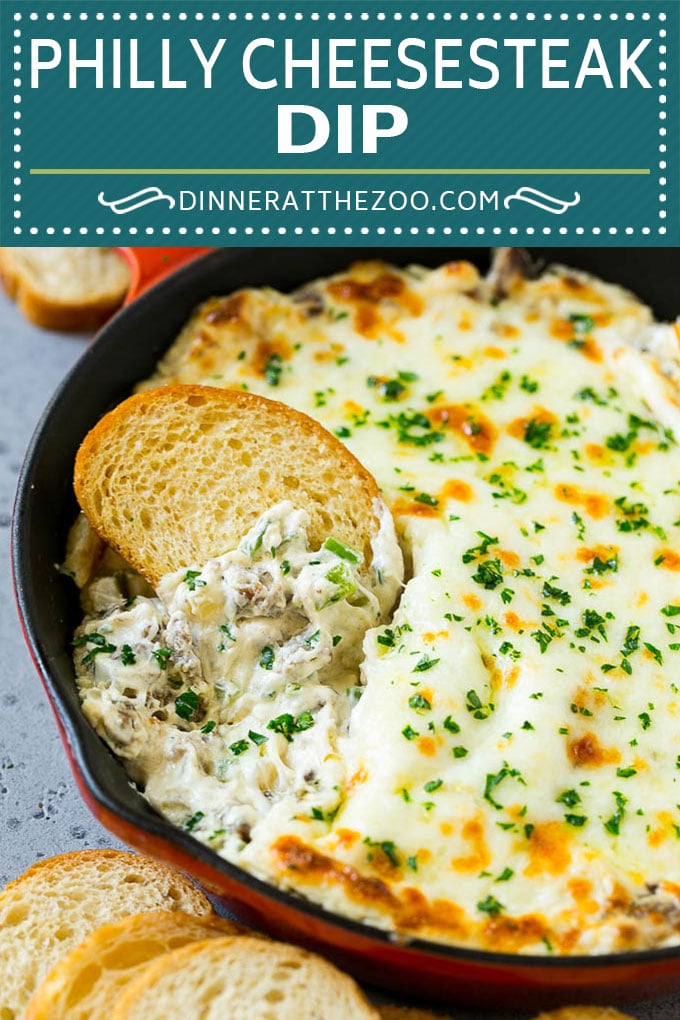 Receta de salsa Philly Cheesesteak |  Salsa de queso |  Salsa de queso al horno #steak #dip #aperitif #cheese #dinneratthezoo