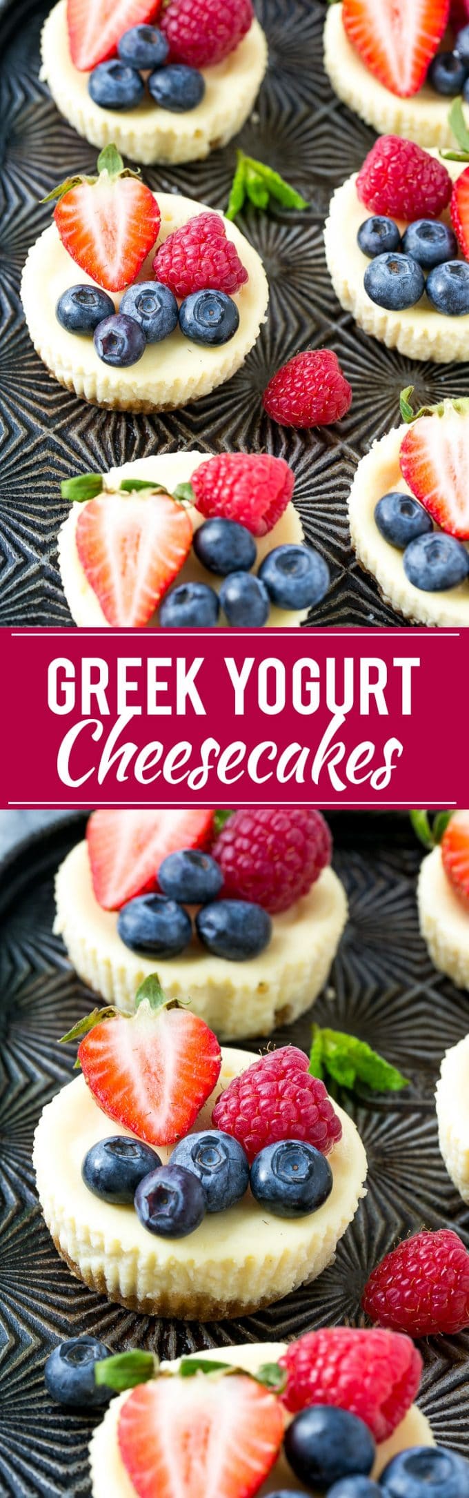 Receta de pastel de queso con yogur griego |  Mini tarta de queso |  Tarta de queso saludable # tarta de queso #postre #supply #fresas #dinneratthezoo