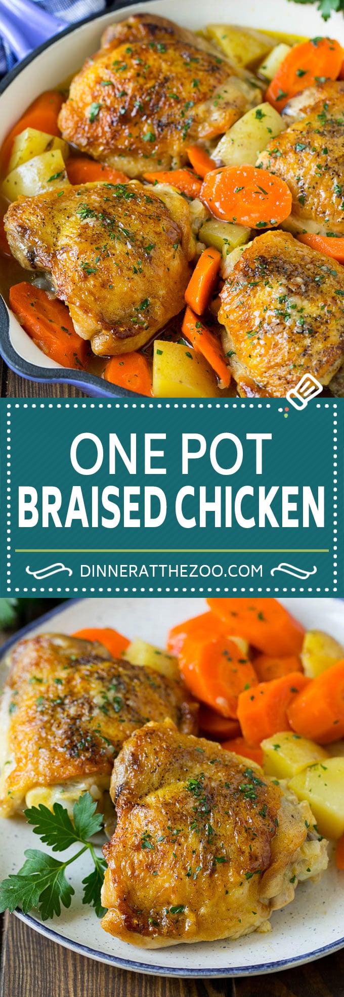 Receta de pollo a la brasa con zanahorias y patatas |  Comida en un frasco |  Pollo a la patata #chickenthigh #chickenthighs #onepot #patate # zanahorias #dinner #dinneratthezoo