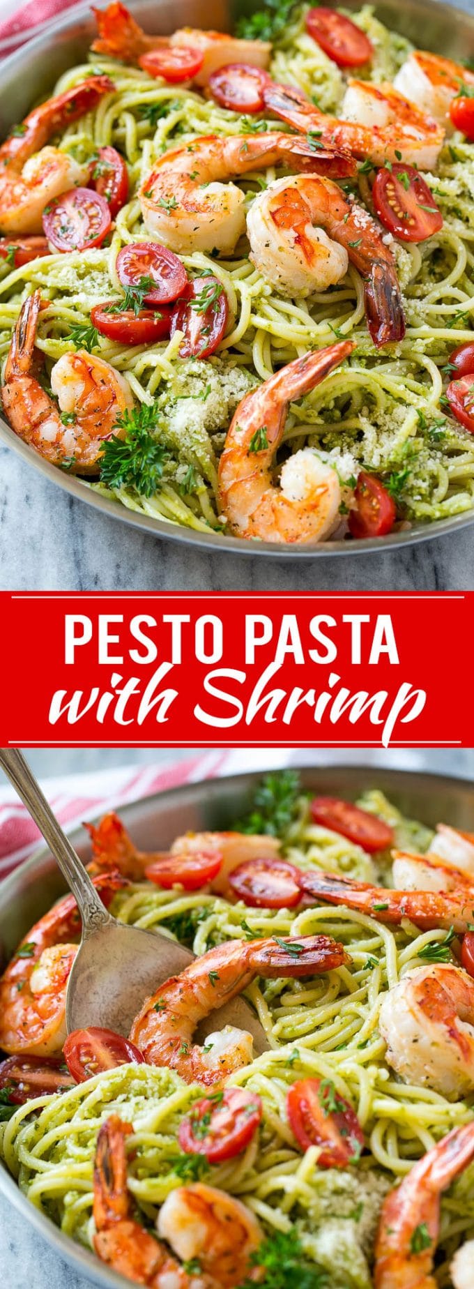 Receta de pasta con camarones y pesto |  Pasta con gambas |  Pasta con pesto |  Receta fácil de camarones # camarones # pasta #pesto # tomate # cena #dinneratthezoo