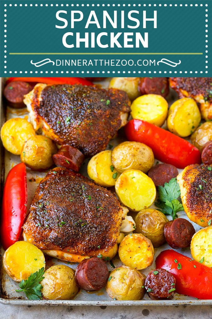 Receta de pollo a la española |  Comida en un plato caliente |  Pollo y patatas #comida española #Pollo #Salchichas #Patatas #Cena #dinneratthezoo