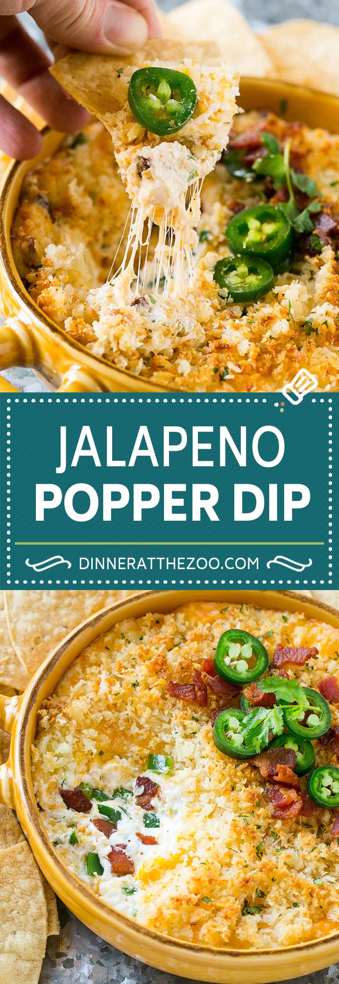 Jalapeño Popper Dip #jalapeño #dip #bacon #cheese #appetizer #dinneratthezoo