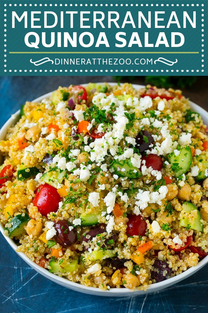 Receta de ensalada mediterránea de quinua |  Ensalada Saludable de Quinua |  Ensalada picada #quinoa #saludable # limpieza # almuerzo # cena #dinneratthezoo
