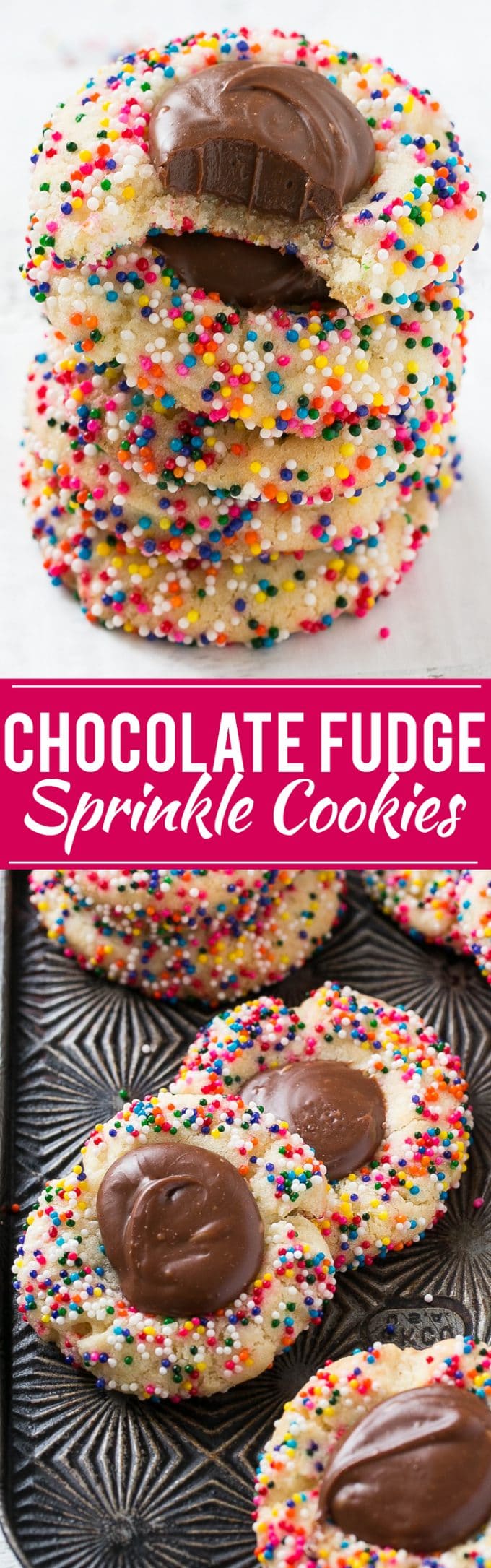 Receta de galletas de chocolate amargo |  Espolvorear con galletas |  Galletas de vacaciones |  Fudge cookies #cookies #chocolate #prinkles #postre #baking #dinneratthezoo