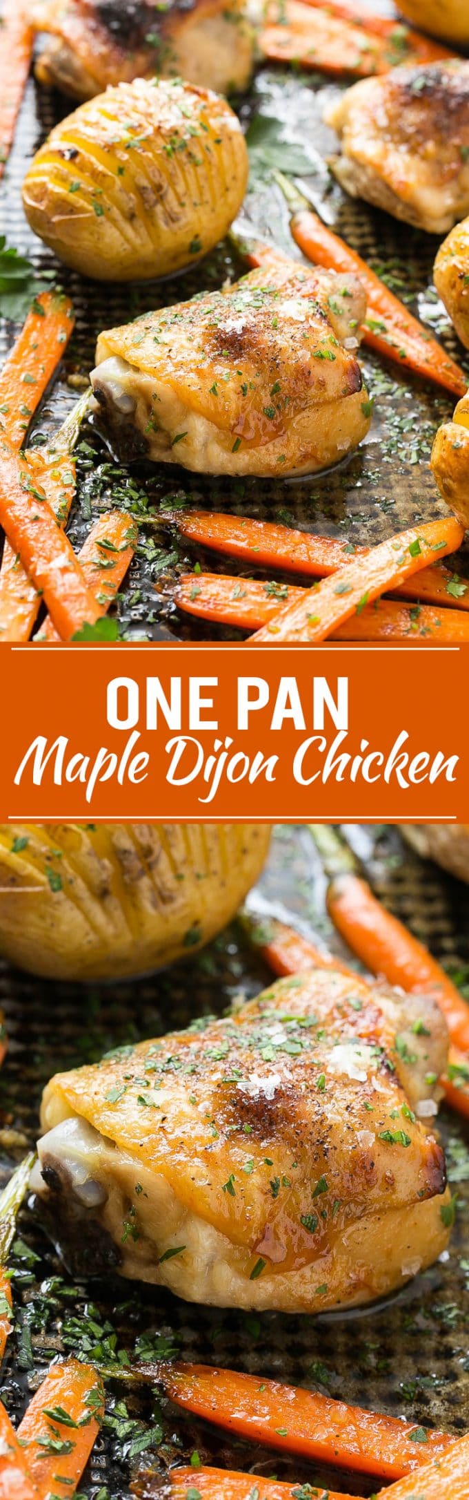 Receta de pollo con arce de Dijon con patatas y zanahorias Hasselback |  Pollo con arce y mostaza de Dijon |  Patatas Hasselback #pollos # arce #patoes #fall #dinner #onepot #dinneratthezoo