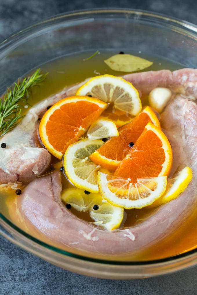 Filete de cerdo en salmuera de sidra de manzana.