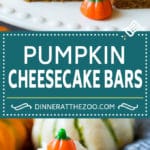 Receta de barras de pastel de queso y calabaza |  Pastel de queso de calabaza # calabaza # pastel de queso # hornear # postre # otoño # acción de gracias #dinneratthezoo