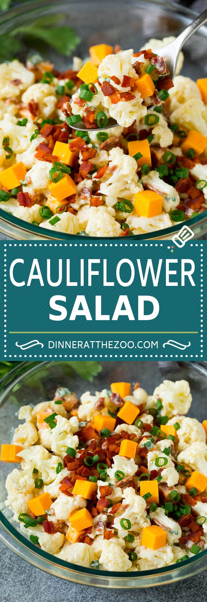 Receta de ensalada de coliflor #ensalada # coliflor # tocino #lowcarb #keto #dinner #dinneratthezoo