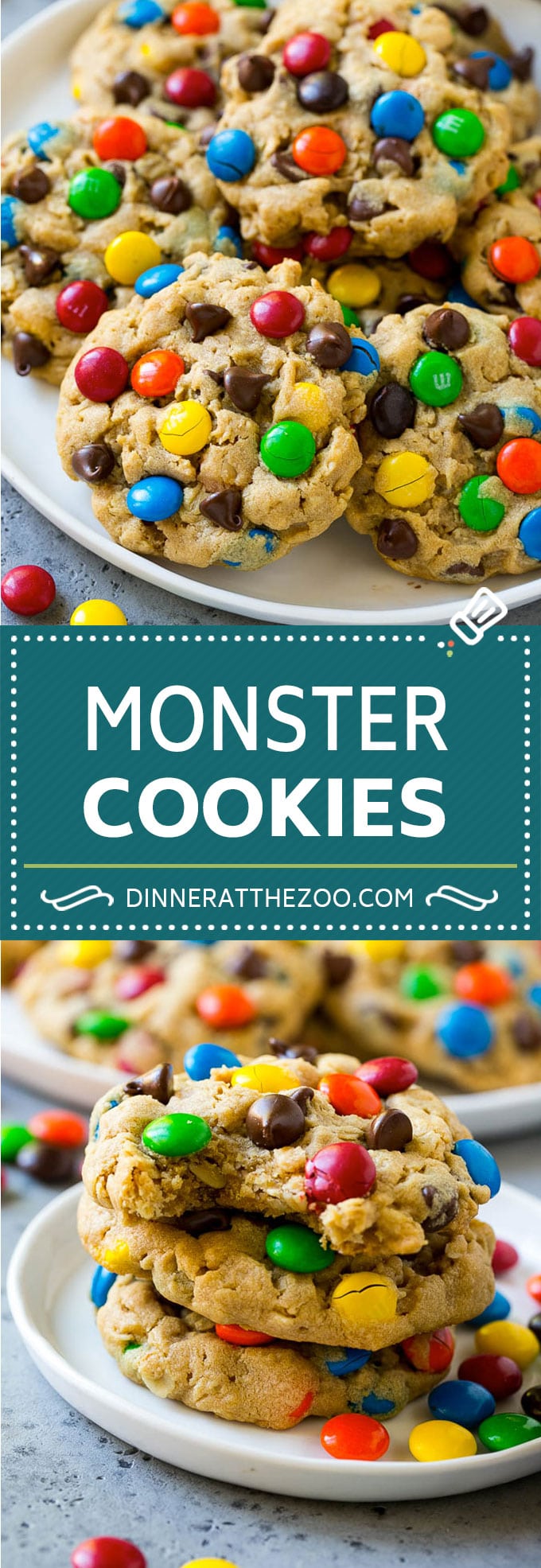 Receta de Cookie Monster |  Galletas de avena |  Galletas de mantequilla de maní |  M & M's Cookies # hornear # galletas # postre # mantequilla de cacahuete #chocolate #dinneratthezoo