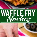 Las papas fritas están cubiertas con aderezos a base de nachos para un refrigerio divertido y delicioso.  Anuncio de #FarmtoFlavor