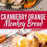 Este pan de mono de naranja y arándano está hecho con bolas de masa suave y tierna cubiertas con azúcar de naranja y cubiertas con arándanos secos, luego horneadas hasta que estén doradas. Es una alternativa más ligera al pan de mono tradicional. Anuncio #BetterWithCraisins