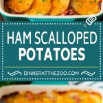 Esta receta de papas y jamón gratinado es una cazuela en capas de papas en rodajas finas en una salsa de queso con jamón cortado en cubitos, todo cocido junto hasta que se dore a la perfección.