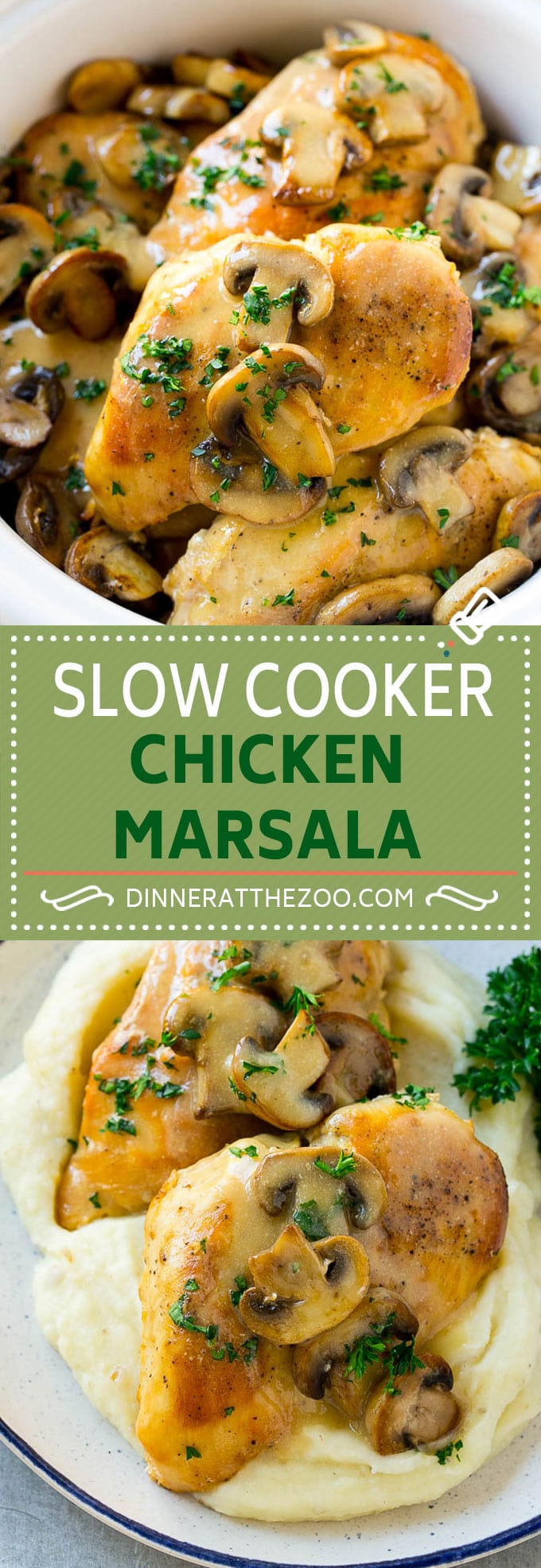 Receta Marsala de pollo cocido a fuego lento |  Crock Pot Chicken Marsala |  Pollo con champiñones |  Receta de pollo Marsala
