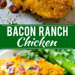 Receta de pollo al rancho con tocino |  Chicken Ranch Au Oven |  Pollo en el Rancho Hidden Valley |  Receta de pollo con salsa ranchera seca