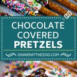 Receta de pretzels cubiertos de chocolate |  Espolvorear con pretzels |  Postre sin hornear # pretzel #chocolate #prinkles #candy #dinneratthezoo