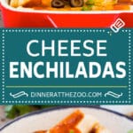 Esta receta de enchiladas de queso consiste en tortillas de harina enrolladas rellenas con queso cheddar y Monterey Jack, luego rociadas con salsa roja y más queso y cocinadas a la perfección dorada.