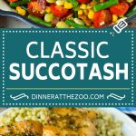 Esta receta de succotash es una combinación de tocino, maíz, tomates y frijoles de Lima, todos cocinados juntos para crear una guarnición colorida y deliciosa.
