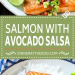 Receta de salmón con aguacate y salsa |  Receta de salmón braseado |  Receta saludable de salmón