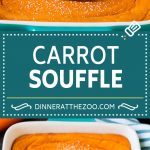 Este soufflé de zanahoria está hecho con puré de zanahorias, azúcar, mantequilla y huevos, todo cocido para lograr una perfección dorada.