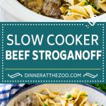 Receta Stroganoff de carne de res en olla de cocción lenta |  Crock Pot Beef Stroganoff |  Receta de carne de res #slowcooker #crockpot #beef #mushrooms #pasta #dinner #dinneratthezoo