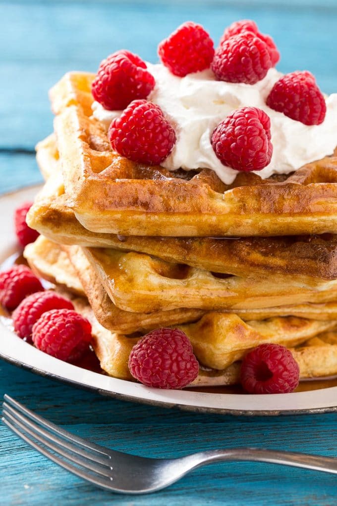 Waffles de levadura durante la noche