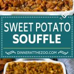 Este soufflé de batata es una mezcla cremosa de batatas y especias cubierta con azúcar morena y streusel de nuez.